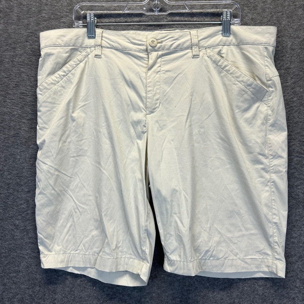 Eddie Bauer Travex Women 16 Beige Hiking Shorts Stretch Lightweight Nylon Khaki